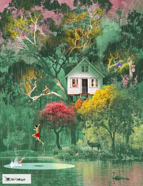 [ACF] 배준성, On the Stage-Pink Rainy Day, 2024, Oil on canvas, 162.2×130.3cm. ⓒ 배준성, GALLTHE’S, ART CHOSUN SPACE