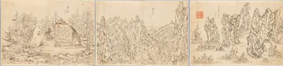 전 김홍도, 《해동명산도(海東名山圖)》, 1788년 이후, 종이에 먹, 각 30.5×43.0cm, 국립중앙박물관 소장