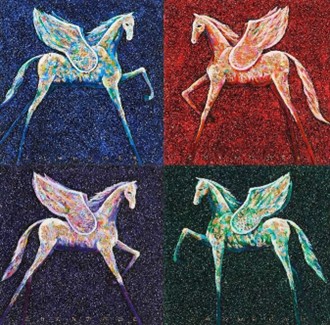 Soul mate (Pegasus), Each 31.8x31.8cm, Mixed media, 2025