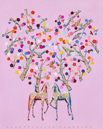 Heart eye of view, 90.9x72.2cm, Mixed media, 2025