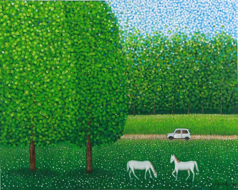 김재옥 나들이 가는길 (90.9X72.7cm, Oil on canas, 2022, @adagp)