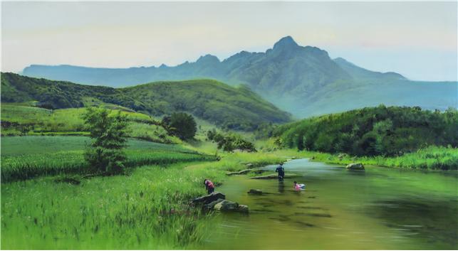 이영희, 고향산천, Oil on canvas, 129x72.3cm, 2019