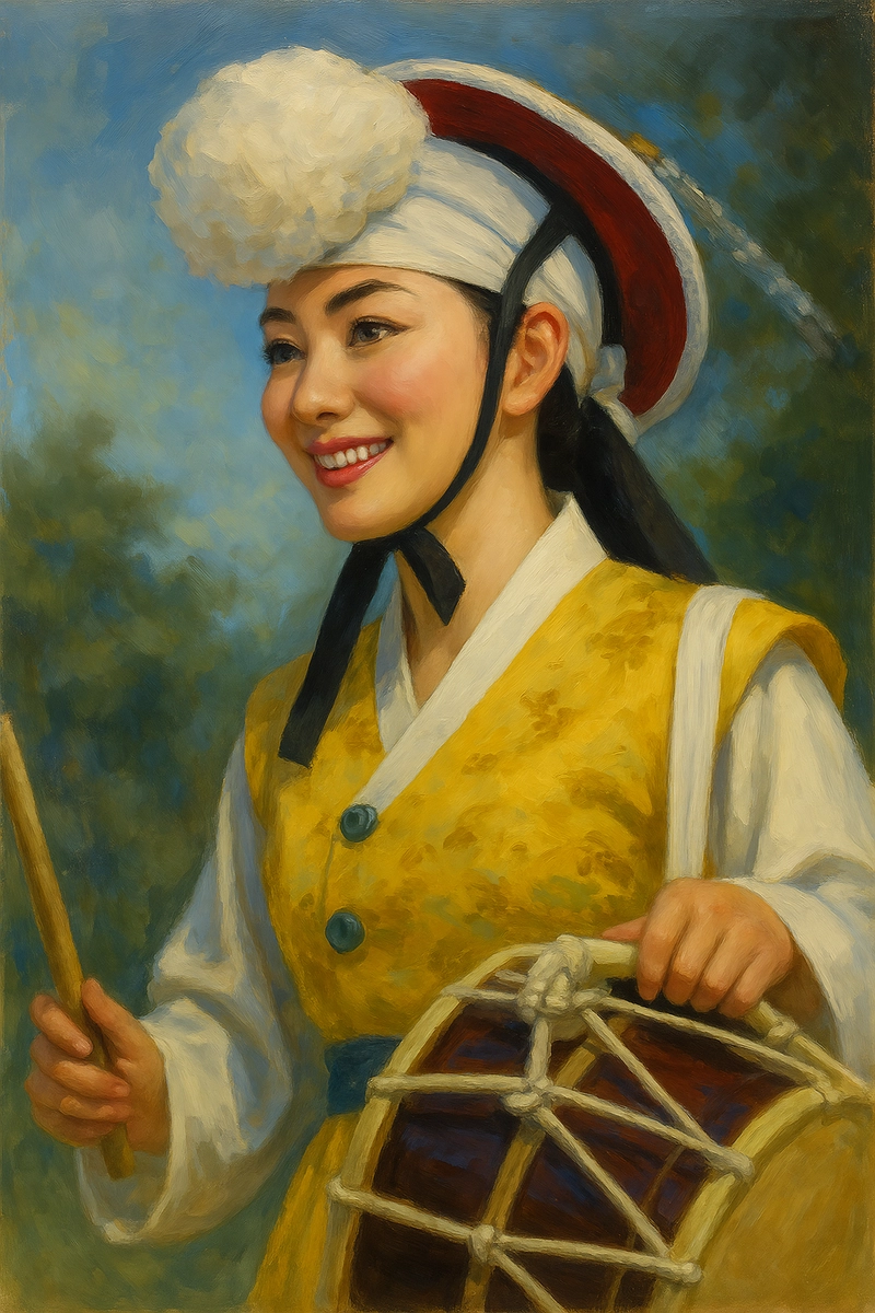 유화기법으로 그려줘요 얼굴은 더 이쁘게