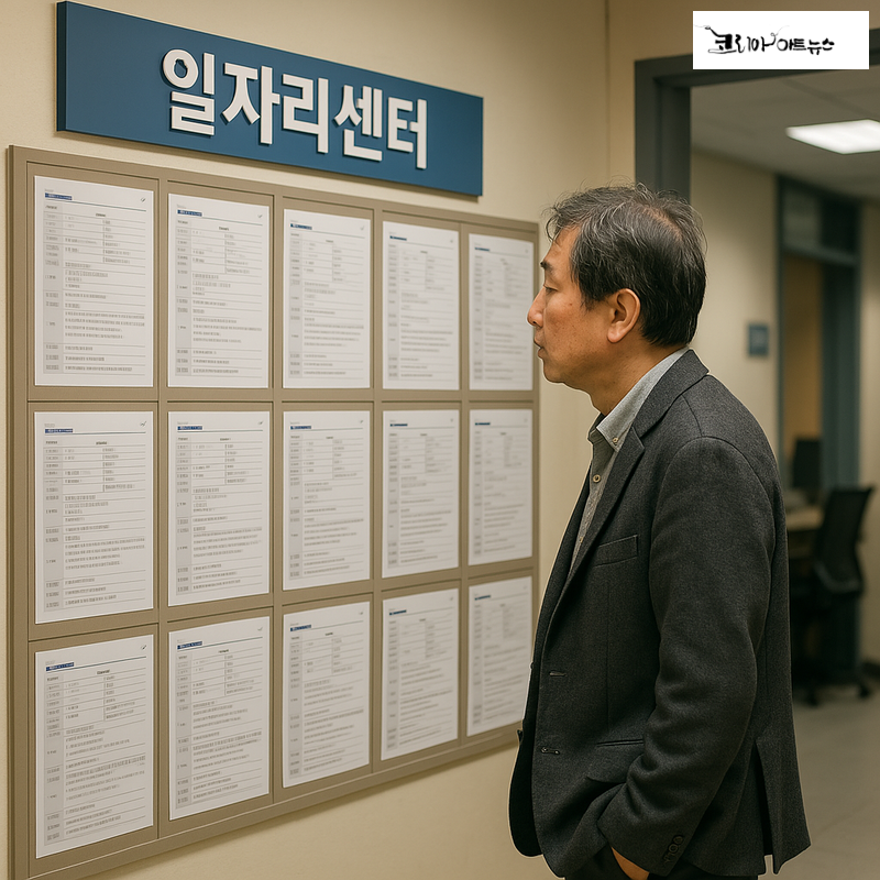 이 시조해설에 맞는 이미지를 글자없이 나이든 한국 중년남자가 취직하기 위해 일자리센터에서 기웃거리는 장면