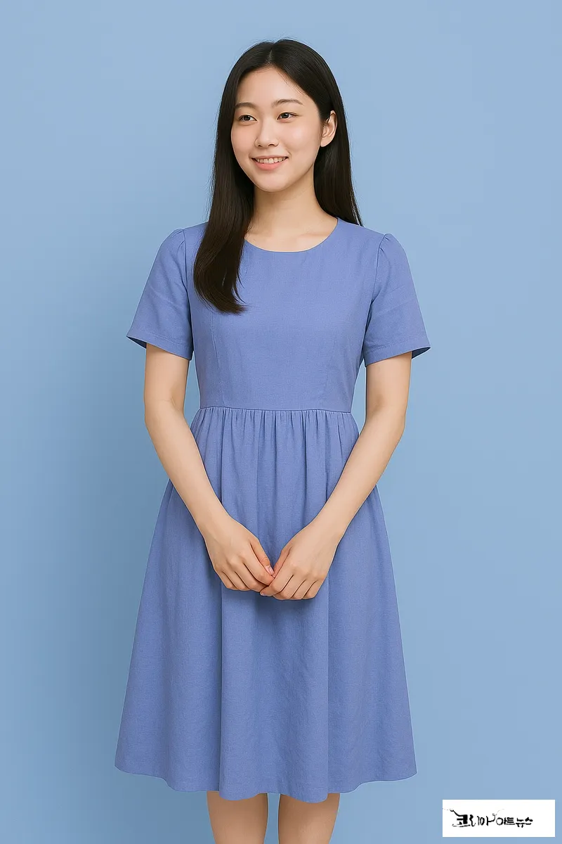 소라색 원피스를 입은 한국여인의 모습