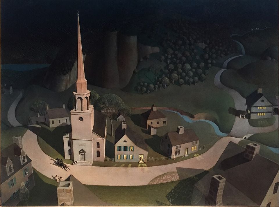 폴 리비어의 한밤중의 질주, 그랜트 우드, 1931년, 76 x 100cm  
