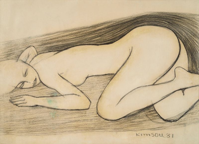 와상, 1981, 종이에 목탄, 77.5×108.5cm
