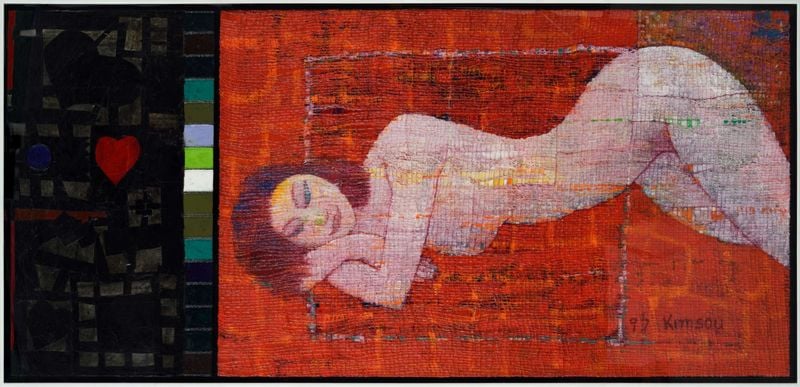 사랑, 1997, oil on canvas and mixed media, 82x176cm