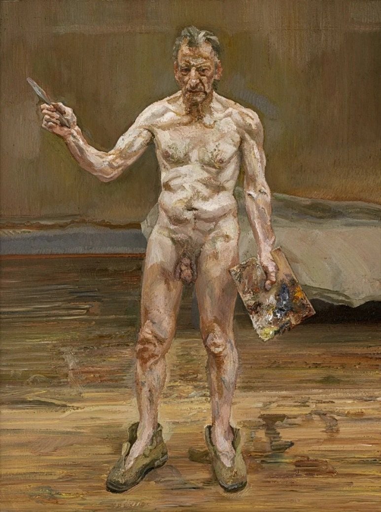 토마스 그림이야기 9 - 작업 중인 화가의 모습 (루시안 프로이트, 1993년, 101 x 82cm 