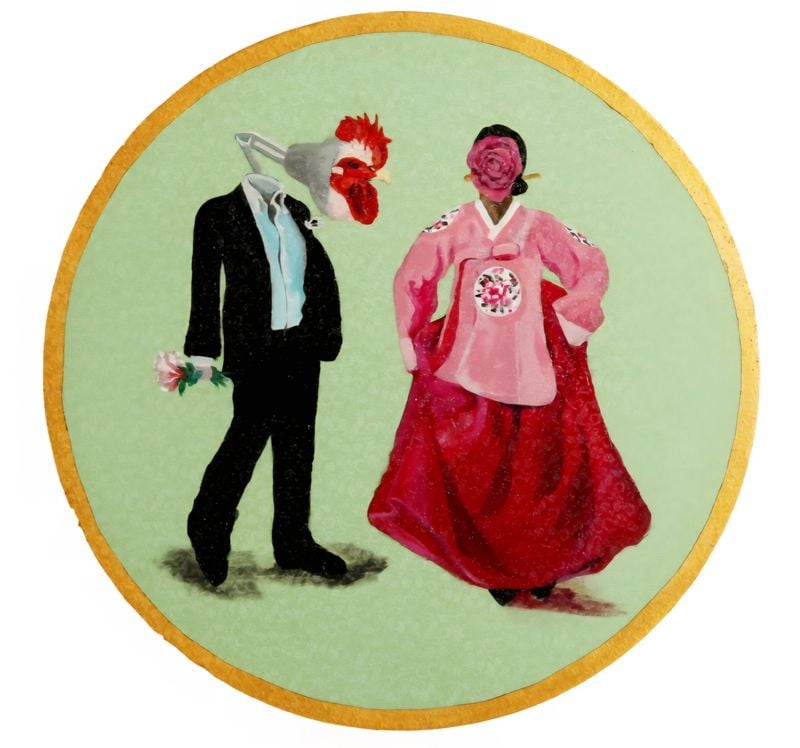 ●<군계일학3> Acrylic on silk Wood panel ,40 x 40 cm ,2009년 , 손지연작품 (군계일학(群鷄一鶴) 유니크 갤러리 제공)