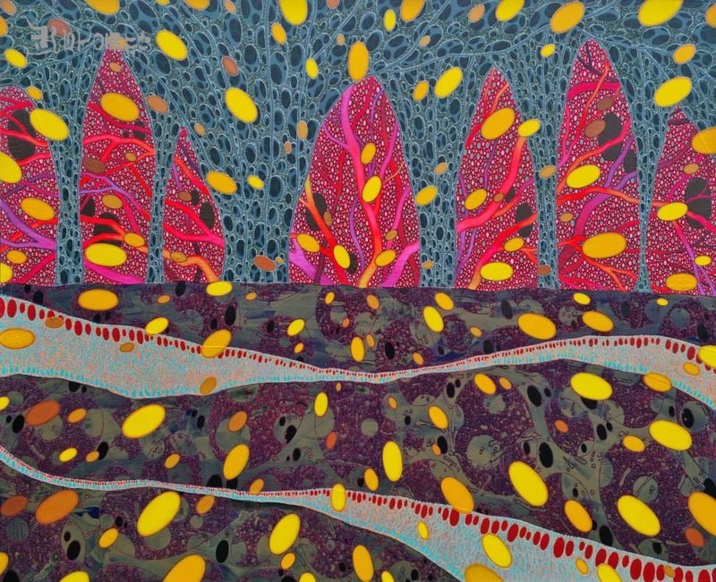 Dreaming landscape No.95, Carving acrylic on canvas, 131 x 163cm, 2025