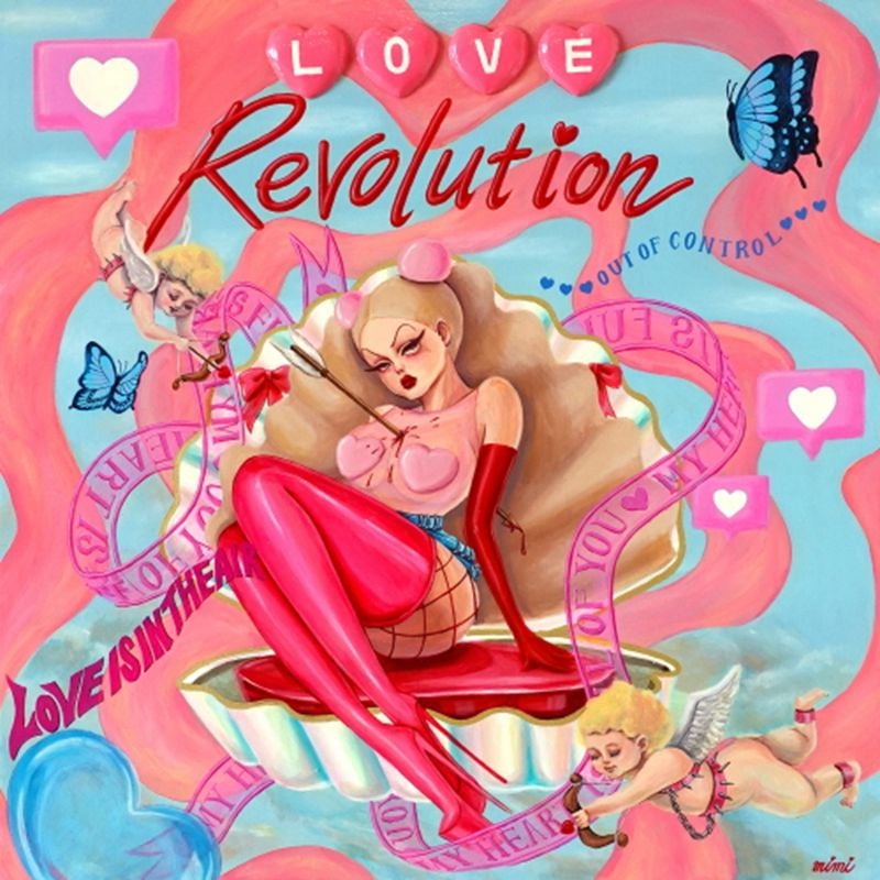 <미미작, Love Revolution, 2025_캔버스에 아크릴릭, 혼합재료_92x73cm/전시기획사 고운 제공>