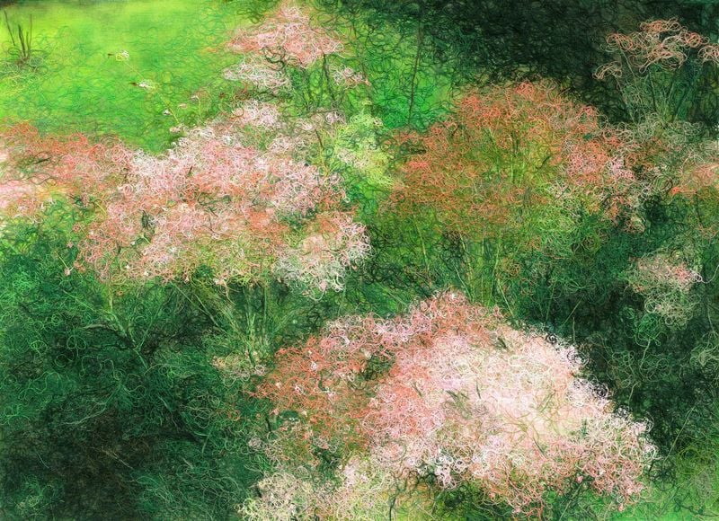 홍명희 ㅣ 초록 숲, 46×63cm, cotton thread on canvas 2025