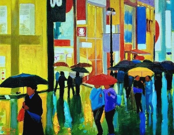 권대하作 비 오는 날-명동 블루스 180.0×142.0cm Oil on Canvas 2010