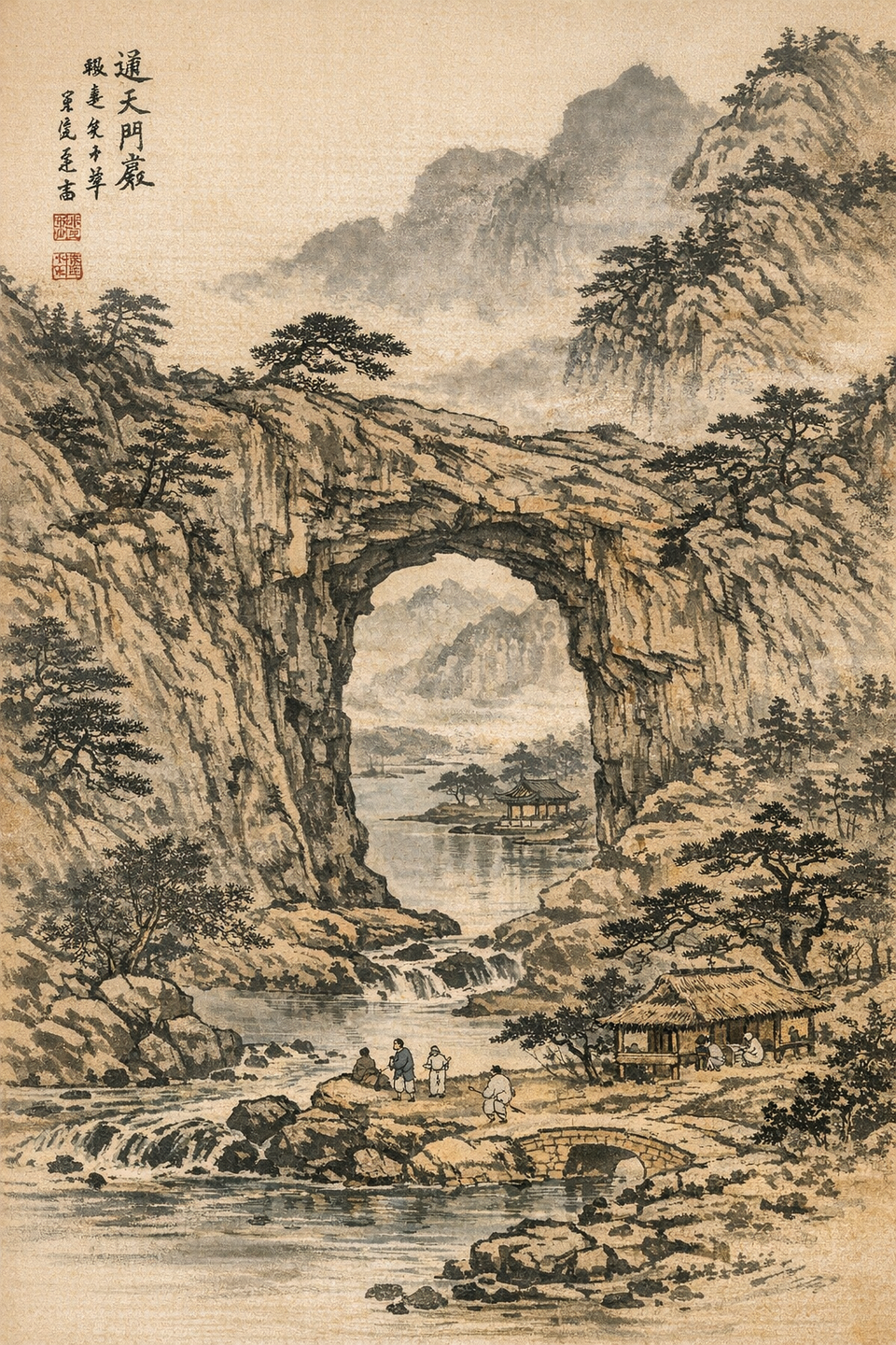 통천문암, 겸재 정선, 131x 53cm 