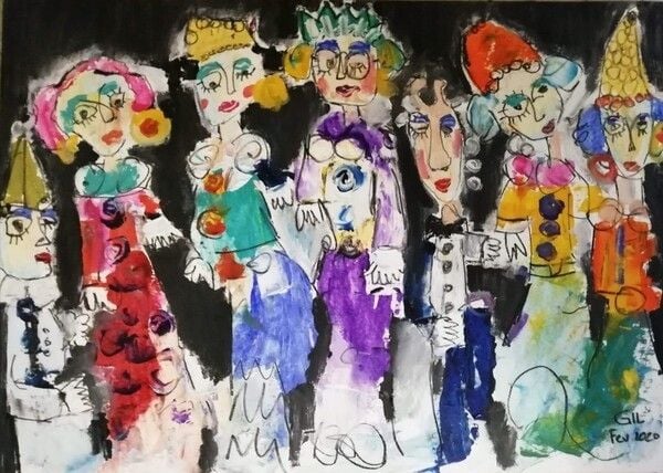 출품작(6호): 쥘레 게시(Gilles ghersi) 파리의 무도회Pen drawing and oil 40cmx30cm 2020