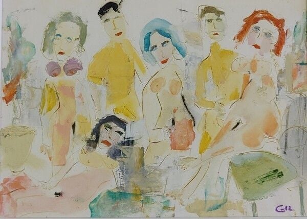 출품작(4호): 쥘레 게시(Gilles ghersi)&nbsp;누드Pen drawing and oil&nbsp;29cmx20cm&nbsp;2017