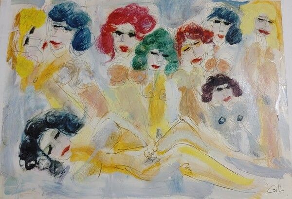 출품작(6호); 쥘레 게시(Gilles ghersi) 누드Pen drawing and oil 40cmx30cm 2016