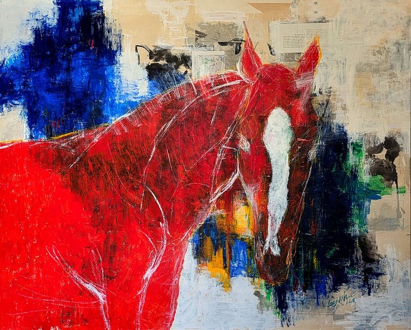 Chaos-관조하다, 162x131cm, 장지에 혼합재료, 2023