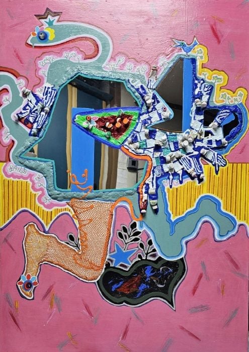 키메라 영. Utopla. 116.8x91cm. mixed media on canvas. collage. 2025.-사진제공 키메라 영 작가