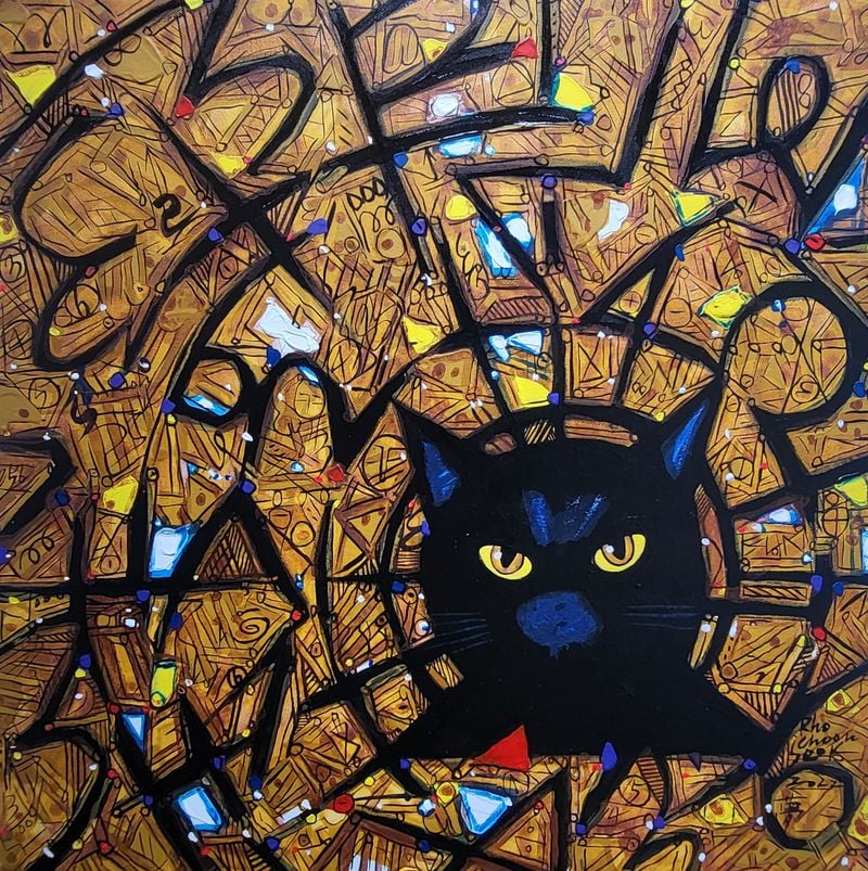 노춘석_생명의 빛-흑묘_Acrylic on canvas_50x50cm_2023