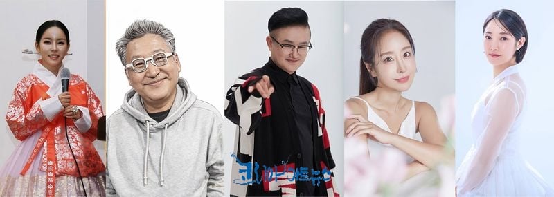 좌)MC 신지이(고은자락 전속 모델), 코미디언 서원섭, 가수 전원석, 가수 함소을, 국악인 김나영.