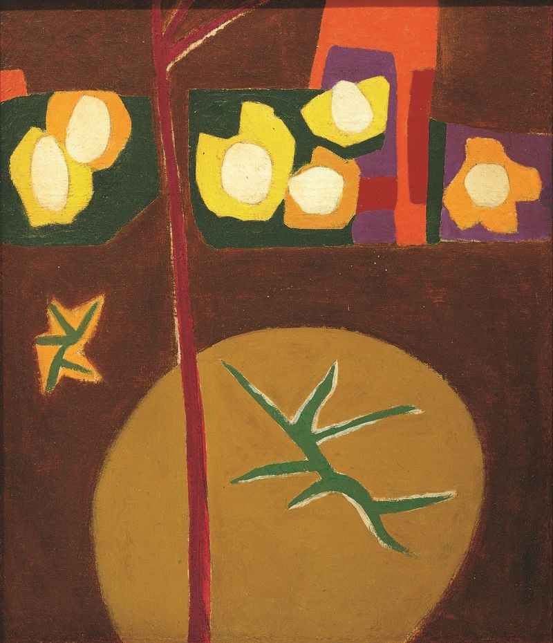 유영국, 직선이 있는 구도, 1949, 캔버스에 유채, 53×45.5cm. ⓒ유영국미술문화재단
