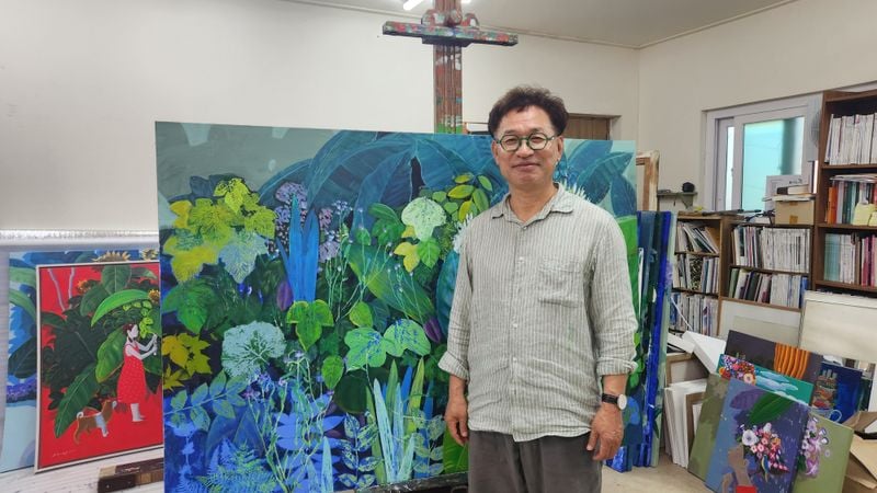 작업실에서 이존립 작가  (사진: 김재옥 화가)