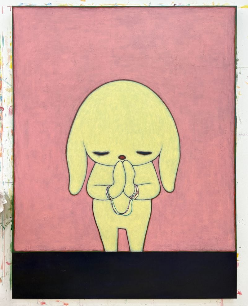 Silent Thoughts, 146 x 112 x 4 cm, Acrylic, color pencil, Japanese paper on canvas, 2026