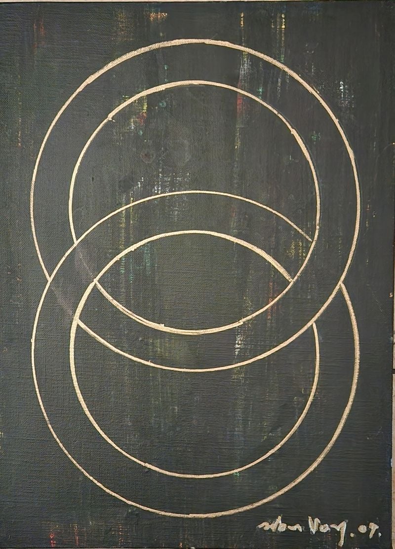 緣-karma, 한지 먹, 캔버스, 45x33.3cm, 2026