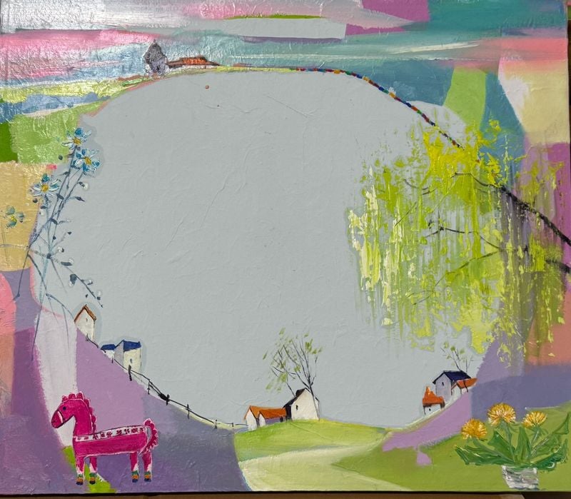 이 명례 작, mind map (53.5x45.5cm, Oil on hanji, 2025) (이미지 : 작가제공)