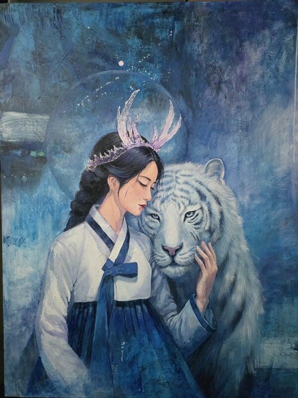원숙이 작가 작품 '목련과 백호'. /원숙이 작가