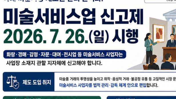 국내 미술시장 제도권 관리 본격화…7월 26일 ‘미술서비스업 신고제’ 시행
