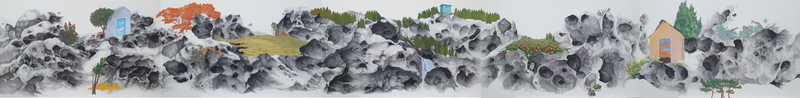 최은영_순환의 안식처_2025_한지에 먹과 분채_53×430cm