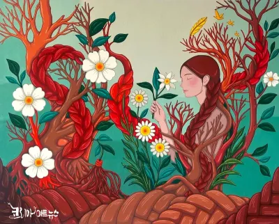 [좋은 그림  19 ]  "The Braided Forest〉" 동양의 선으로 엮어낸 서양의 신화, 감정의 숲을 걷다 - 지현정 작가