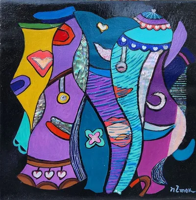 남서목 작가, 제8회 히즈아트페어 참가… ‘춤추는 코끼리’ 시리즈로 가족의 기쁨을 그리다