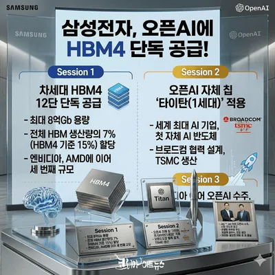 삼성전자, 오픈AI 자체 칩 '타이탄(Titan)'에 HBM4 단독 공급… AI 메모리 주도권 확고히