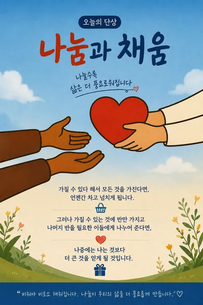[기고] 오늘의 단상, 나눔과 채움